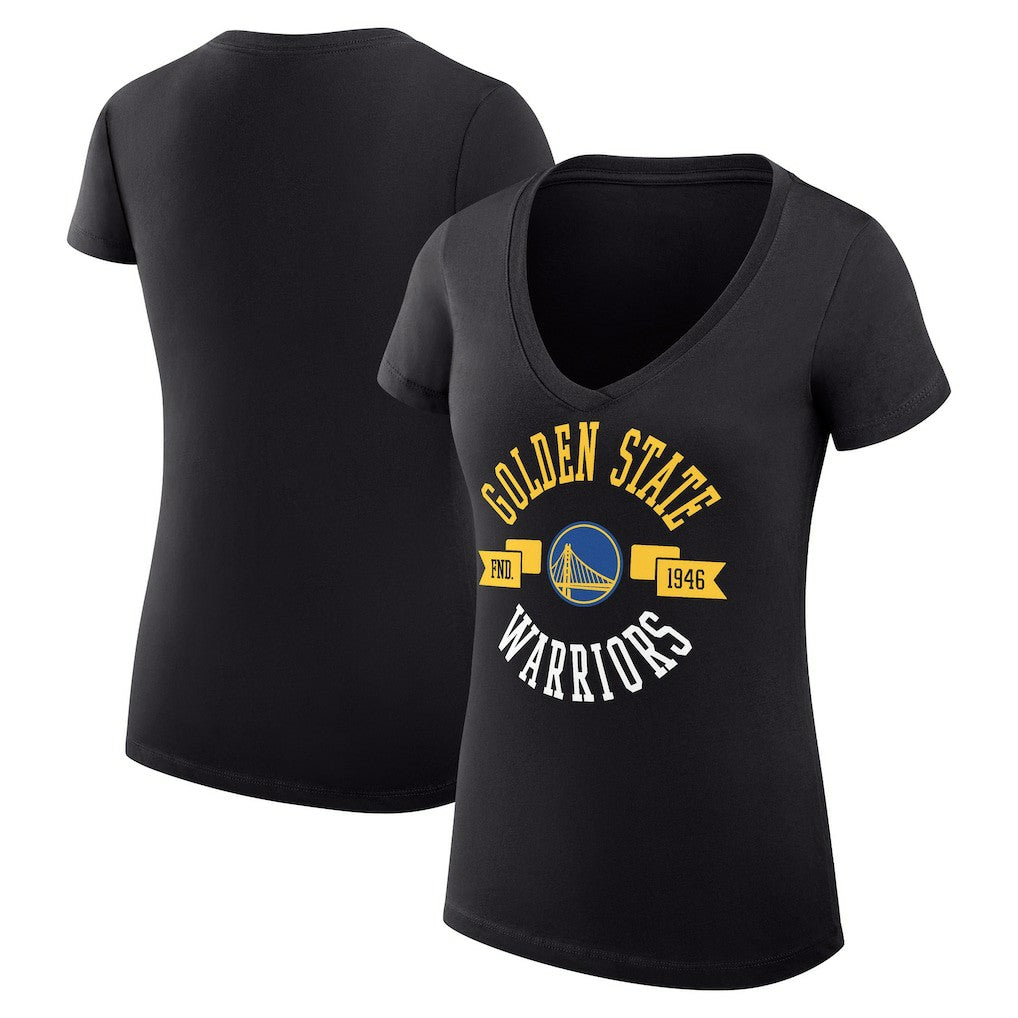 NBA - Golden State Warriors G-III 4Her by Carl Banks Women's Super-Slim Fit Lightweight Large City Logo V-Neck T-Shirt - Black