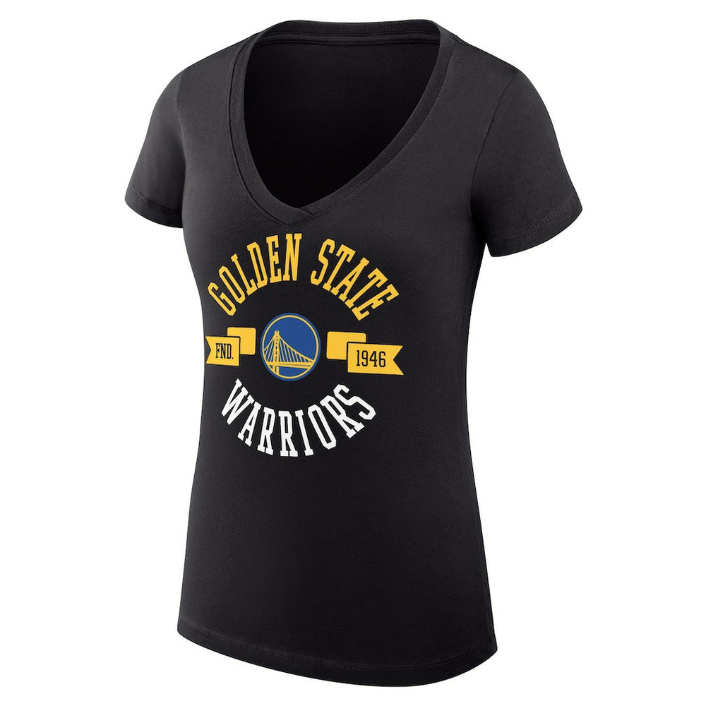 NBA - Golden State Warriors G-III 4Her by Carl Banks Women's Super-Slim Fit Lightweight Large City Logo V-Neck T-Shirt - Black