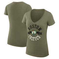 NBA - Boston Celtics G-III 4Her by Carl Banks Women's Super-Slim Fit Lightweight Large City Logo V-Neck T-Shirt - Olive