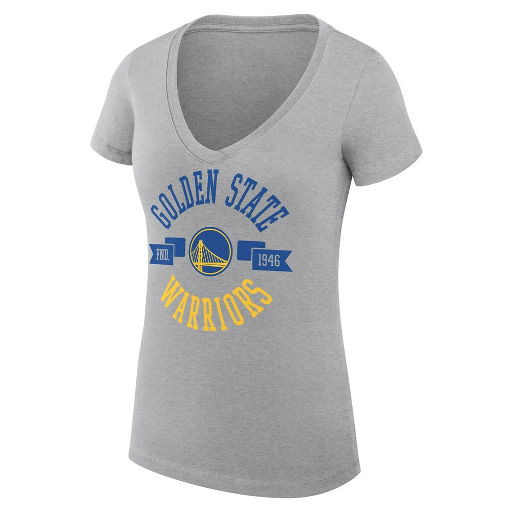 NBA - Golden State Warriors G-III 4Her by Carl Banks Women's Super-Slim Fit Lightweight Large City Logo V-Neck T-Shirt - Heather Gray