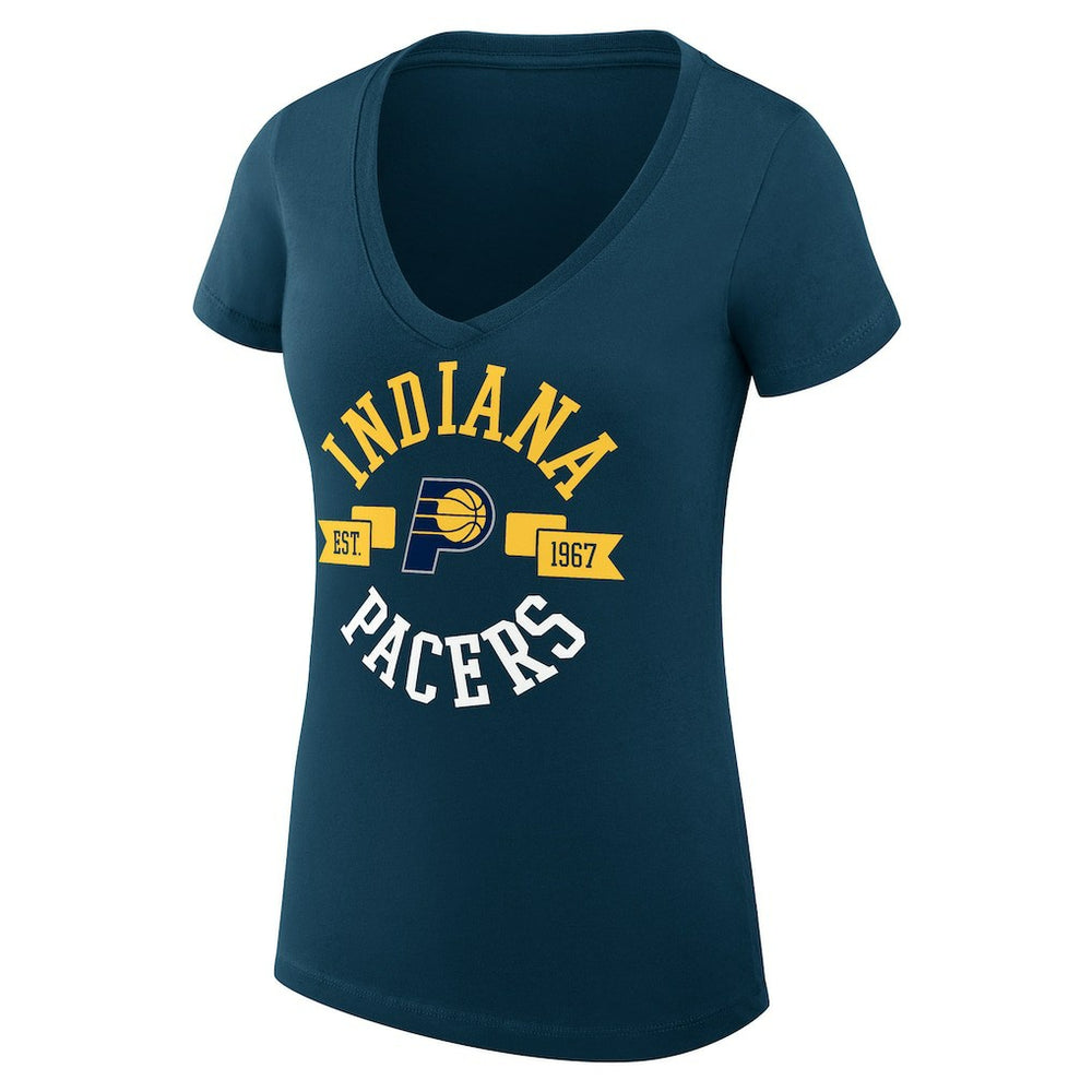 NBA - Indiana Pacers G-III 4Her by Carl Banks Women's Super-Slim Fit Lightweight Large City Logo V-Neck T-Shirt - Navy