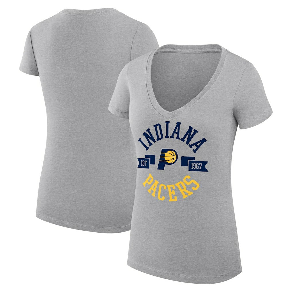 NBA - Indiana Pacers G-III 4Her by Carl Banks Women's Super-Slim Fit Lightweight Large City Logo V-Neck T-Shirt - Heather Gray