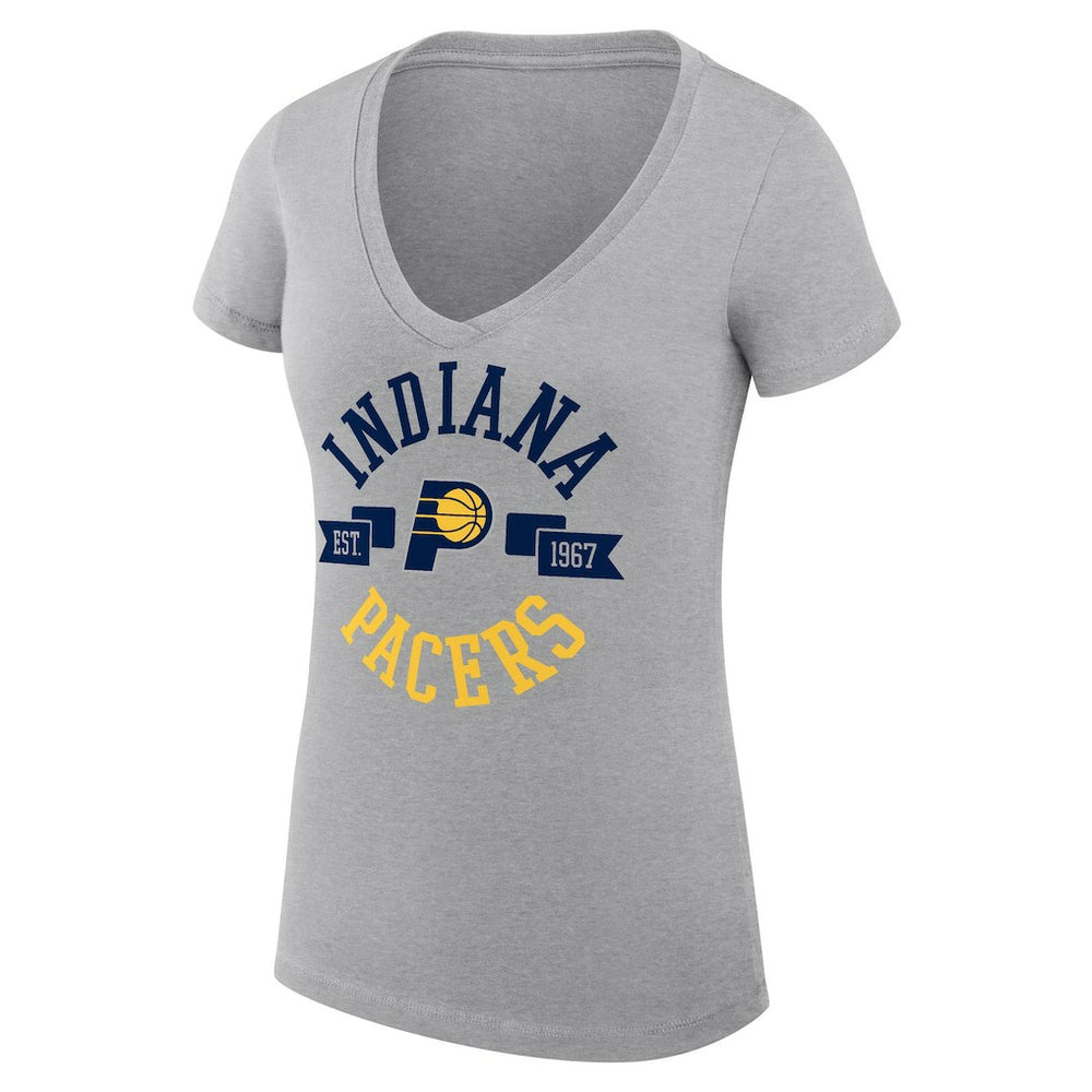 NBA - Indiana Pacers G-III 4Her by Carl Banks Women's Super-Slim Fit Lightweight Large City Logo V-Neck T-Shirt - Heather Gray