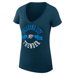 NBA - Oklahoma City Thunder G-III 4Her by Carl Banks Women's Super-Slim Fit Lightweight Large City Logo V-Neck T-Shirt - Navy