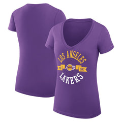 NBA - Los Angeles Lakers G-III 4Her by Carl Banks Women's Super-Slim Fit Lightweight Large City Logo V-Neck T-Shirt - Purple