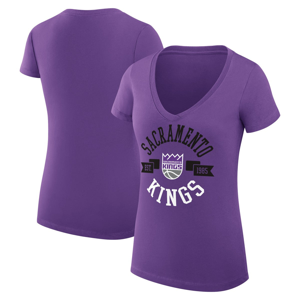 NBA - Sacramento Kings G-III 4Her by Carl Banks Women's Super-Slim Fit Lightweight Large City Logo V-Neck T-Shirt - Purple