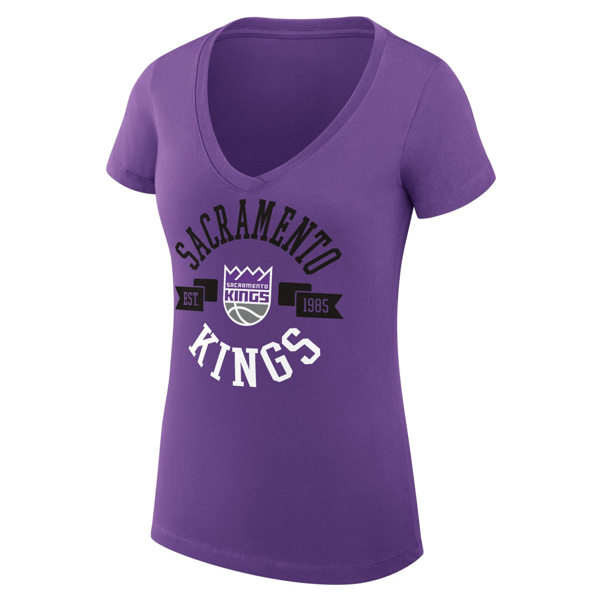 NBA - Sacramento Kings G-III 4Her by Carl Banks Women's Super-Slim Fit Lightweight Large City Logo V-Neck T-Shirt - Purple