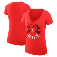 NBA - Houston Rockets G-III 4Her by Carl Banks Women's Super-Slim Fit Lightweight Large City Logo V-Neck T-Shirt - Red