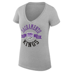 NBA - Sacramento Kings G-III 4Her by Carl Banks Women's Super-Slim Fit Lightweight Large City Logo V-Neck T-Shirt - Heather Gray