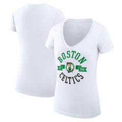 NBA - Boston Celtics G-III 4Her by Carl Banks Women's Super-Slim Fit Lightweight Large City Logo V-Neck T-Shirt - White