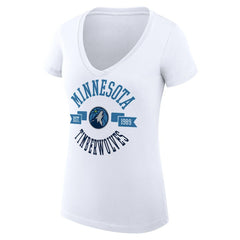 NBA - Minnesota Timberwolves G-III 4Her by Carl Banks Women's Super-Slim Fit Lightweight Large City Logo V-Neck T-Shirt - White