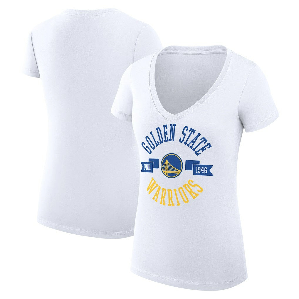 NBA - Golden State Warriors G-III 4Her by Carl Banks Women's Super-Slim Fit Lightweight Large City Logo V-Neck T-Shirt - White