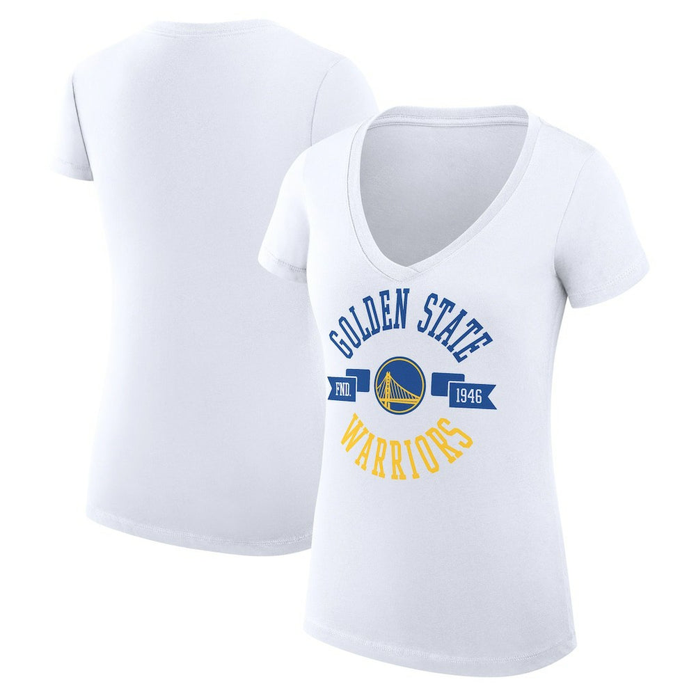 NBA - Golden State Warriors G-III 4Her by Carl Banks Women's Super-Slim Fit Lightweight Large City Logo V-Neck T-Shirt - White