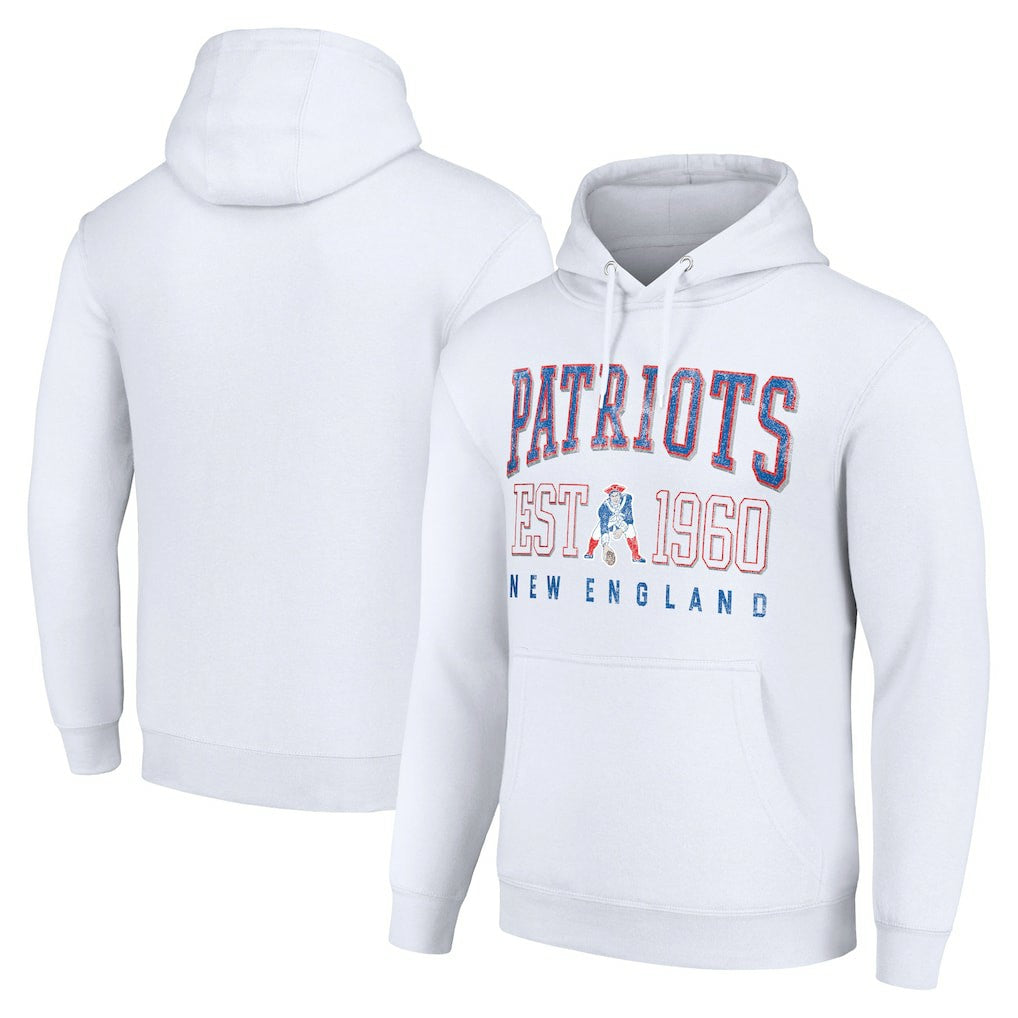 New England Patriots Starter Unisex Throwback Logo Pullover Hoodie White - NFL