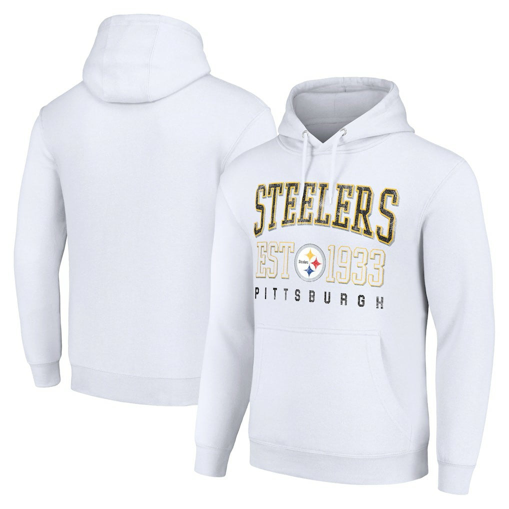 Pittsburgh Steelers Starter Unisex Throwback Logo Pullover Hoodie White - NFL