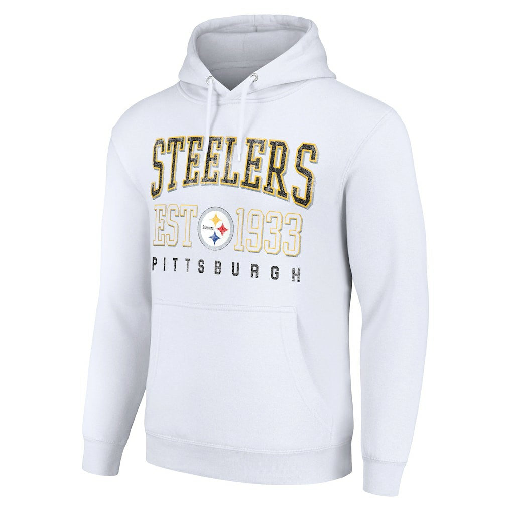 Pittsburgh Steelers Starter Unisex Throwback Logo Pullover Hoodie White - NFL