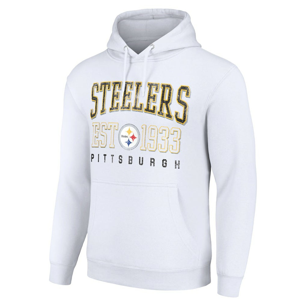 Pittsburgh Steelers Starter Unisex Throwback Logo Pullover Hoodie White - NFL