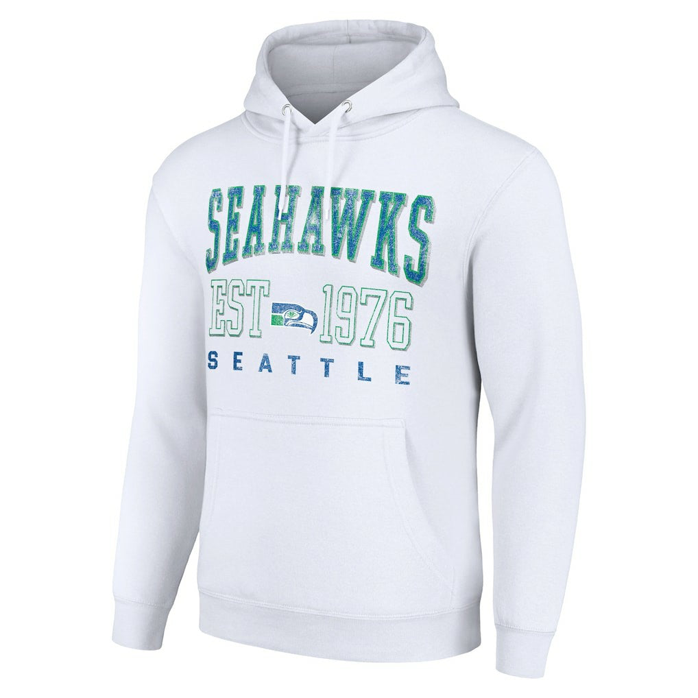 Seattle Seahawks Starter Unisex Throwback Logo Pullover Hoodie White - NFL