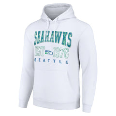 Seattle Seahawks Starter Unisex Throwback Logo Pullover Hoodie White - NFL