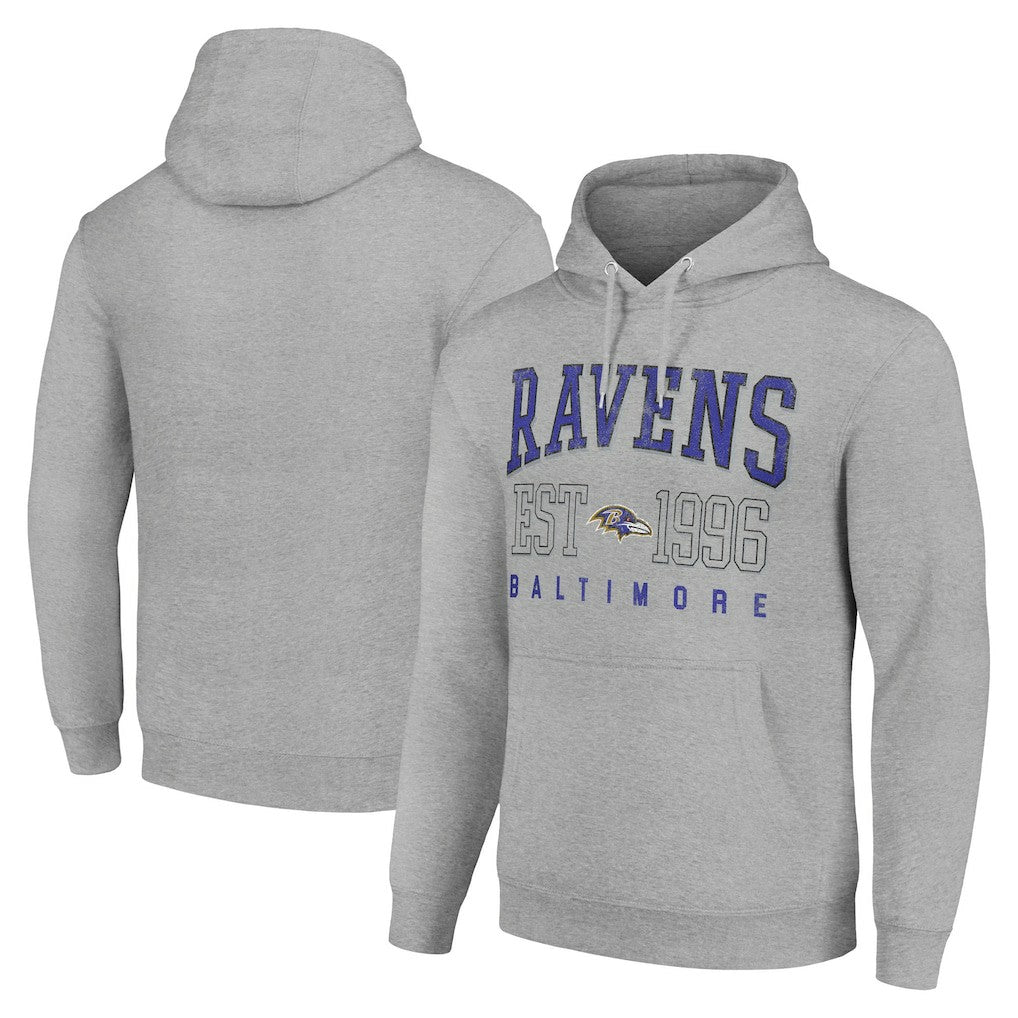 Baltimore Ravens Starter Unisex Throwback Logo Pullover Hoodie Heather Gray - NFL