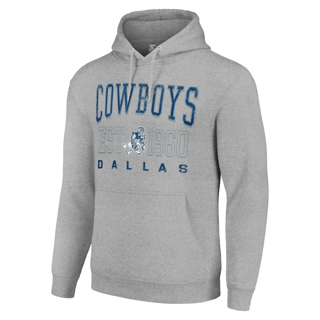 Dallas Cowboys Starter Unisex Throwback Logo Pullover Hoodie Heather Gray - NFL