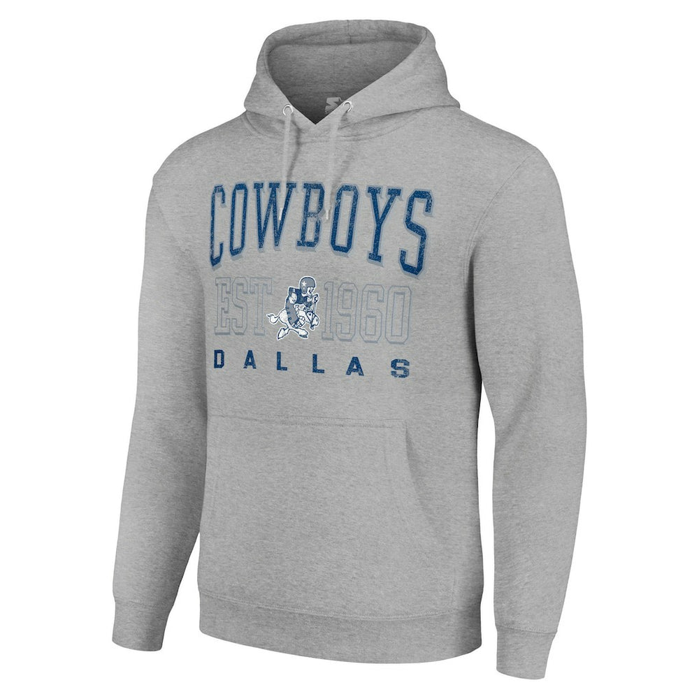 Dallas Cowboys Starter Unisex Throwback Logo Pullover Hoodie Heather Gray - NFL