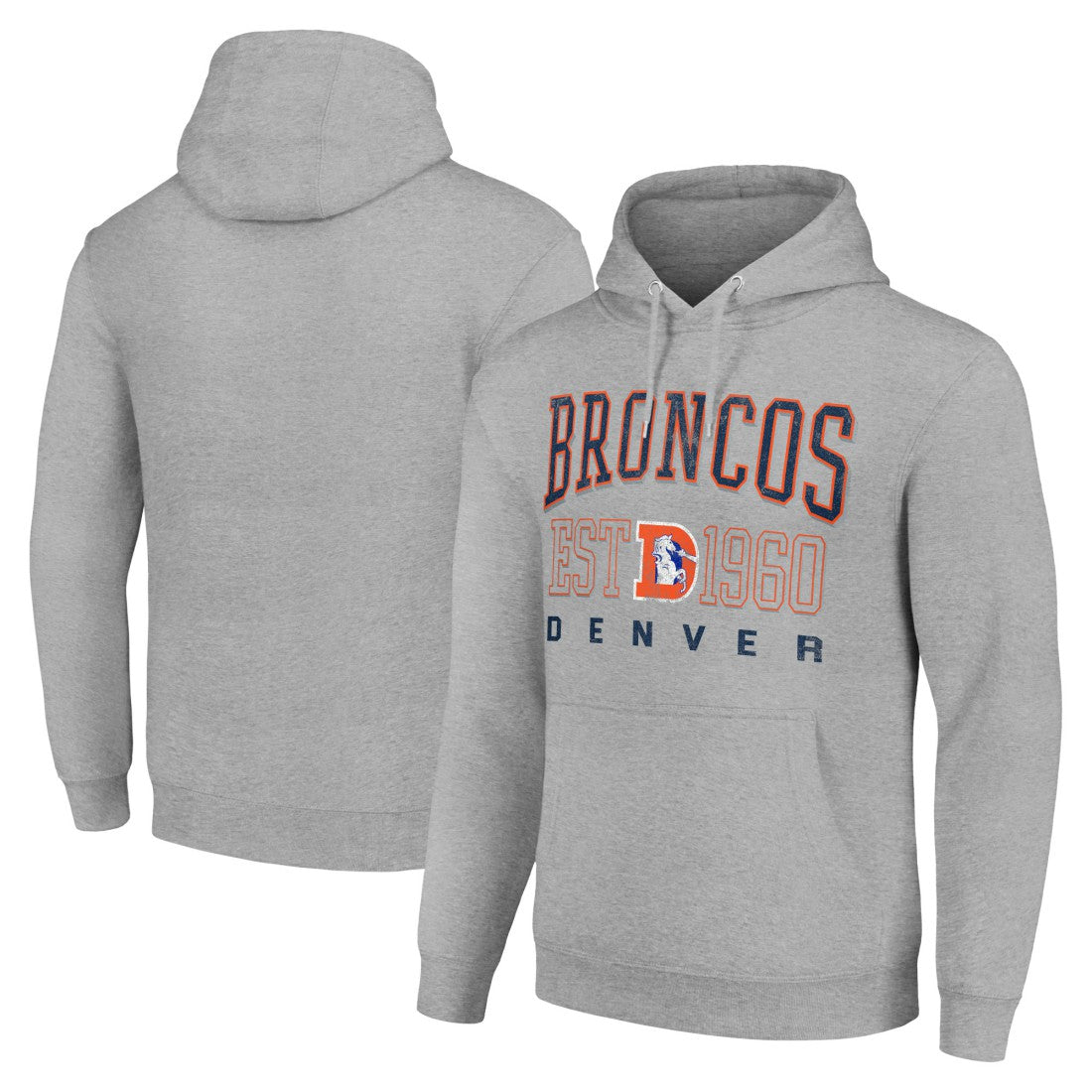 Denver Broncos Starter Unisex Throwback Logo Pullover Hoodie Heather Gray - NFL