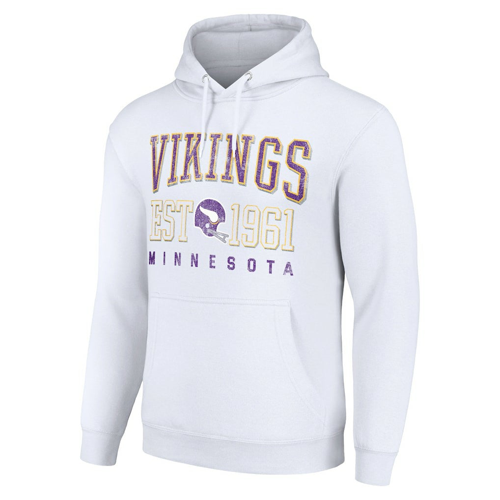 Minnesota Vikings Starter Unisex Throwback Logo Pullover Hoodie White - NFL