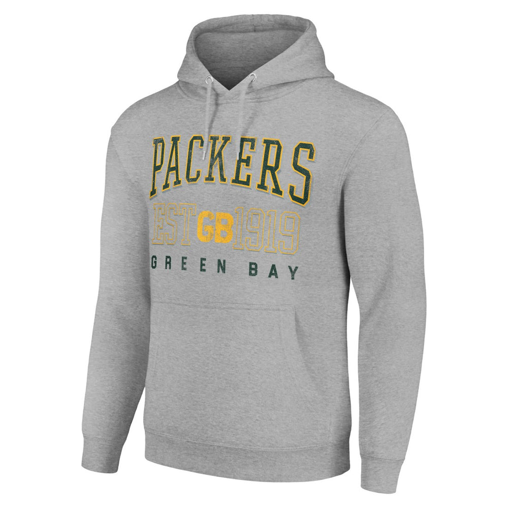 Green Bay Packers Starter Unisex Throwback Logo Pullover Hoodie Heather Gray - NFL