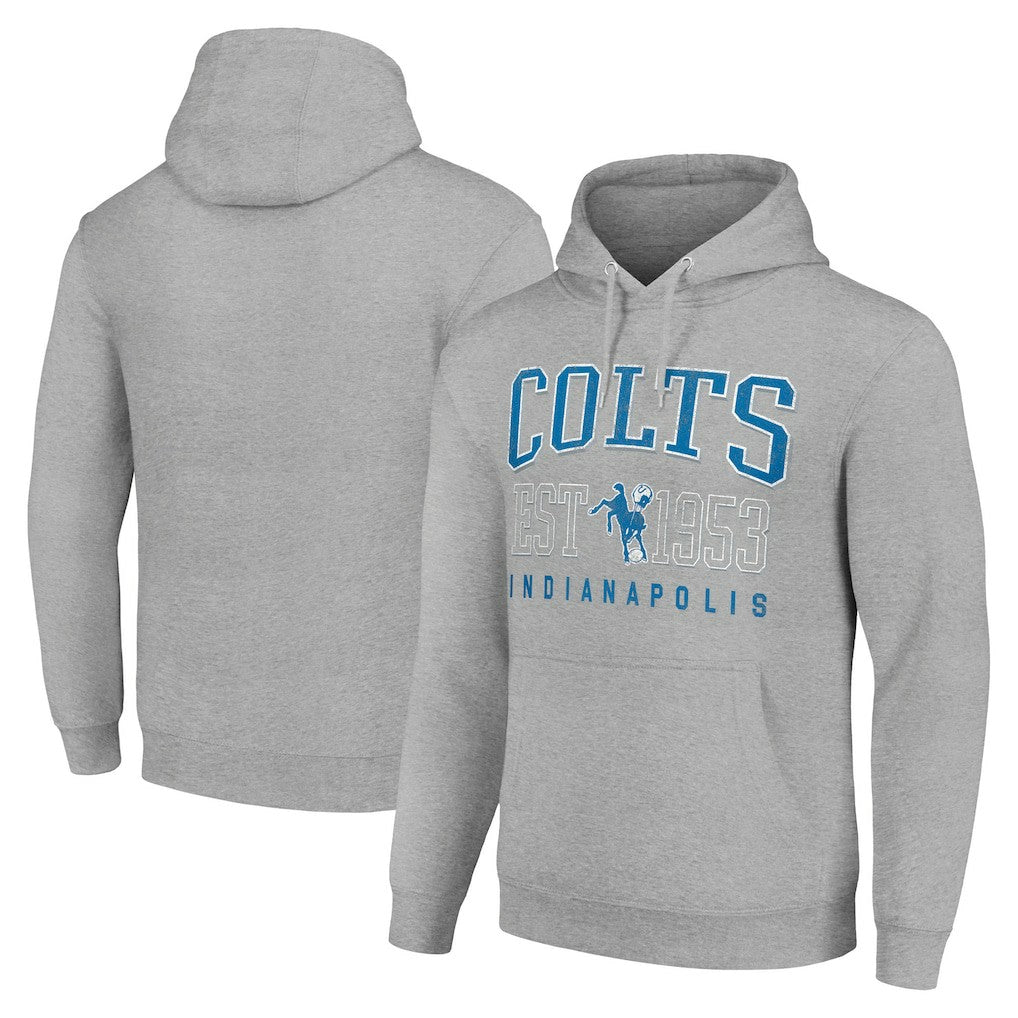 Indianapolis Colts Starter Unisex Throwback Logo Pullover Hoodie Heather Gray - NFL