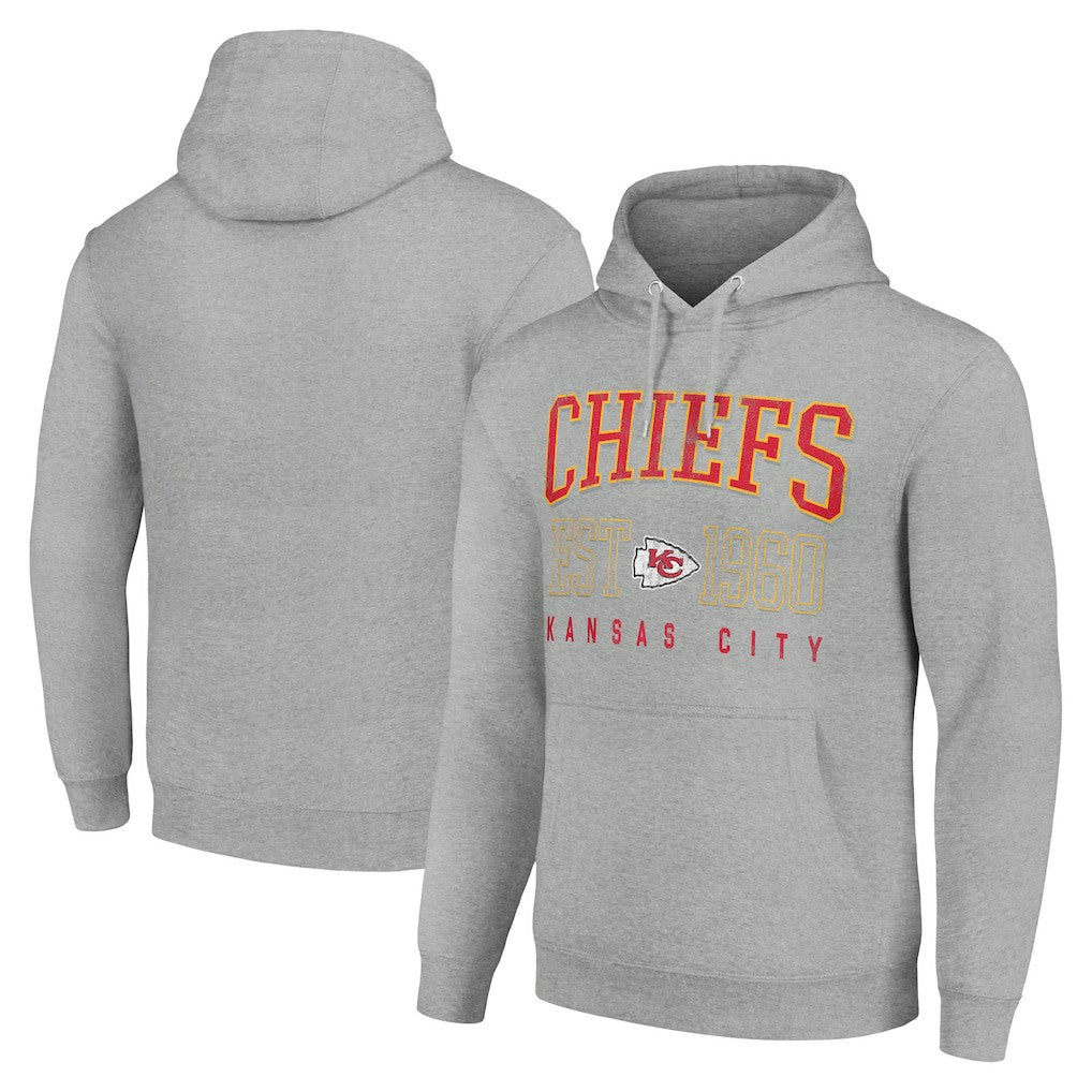 Kansas City Chiefs Starter Unisex Throwback Logo Pullover Hoodie Heather Gray - NFL