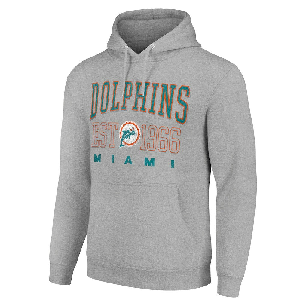 Miami Dolphins Starter Unisex Throwback Logo Pullover Hoodie Heather Gray - NFL
