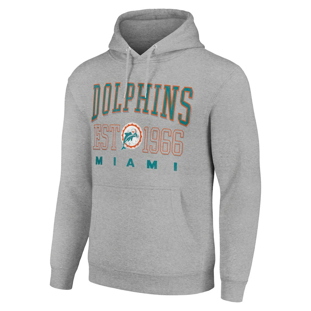 Miami Dolphins Starter Unisex Throwback Logo Pullover Hoodie Heather Gray - NFL