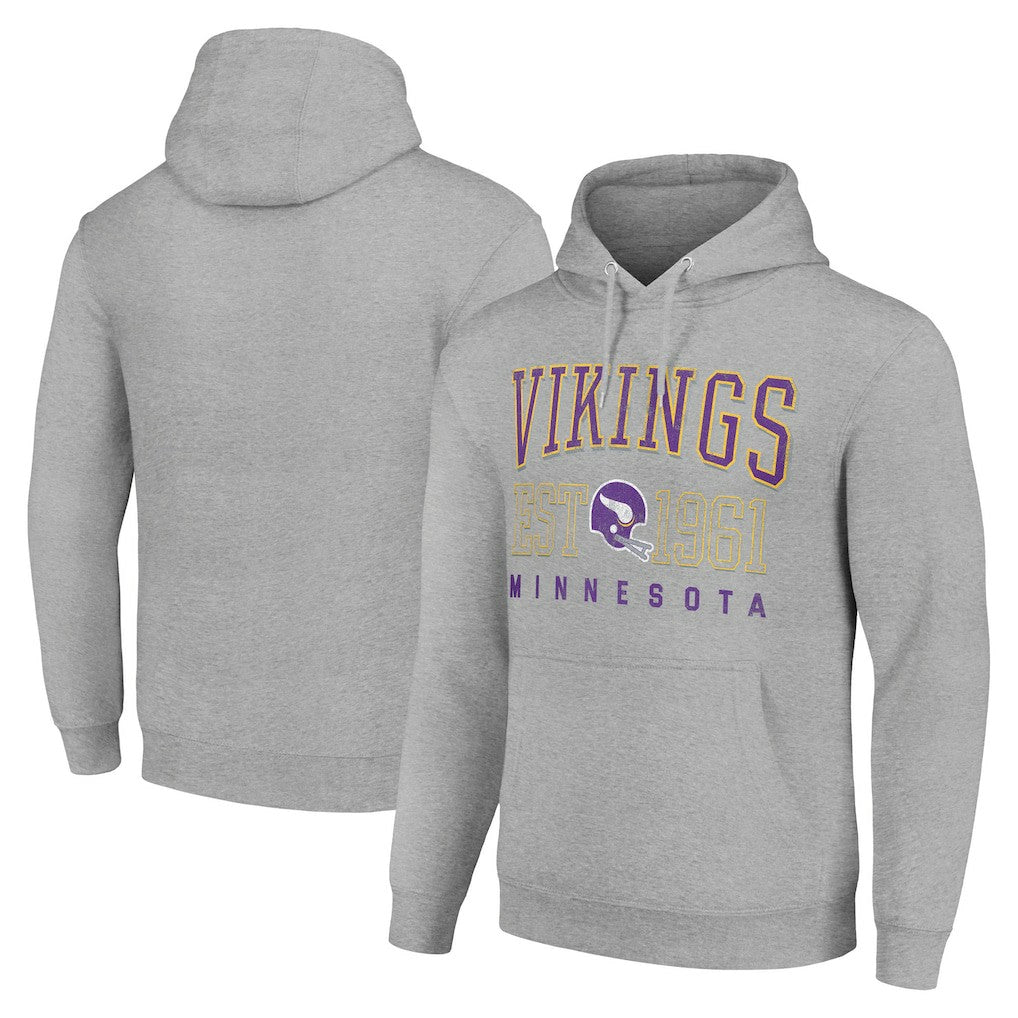 Minnesota Vikings Starter Unisex Throwback Logo Pullover Hoodie Heather Gray - NFL
