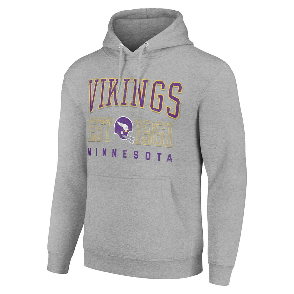 Minnesota Vikings Starter Unisex Throwback Logo Pullover Hoodie Heather Gray - NFL