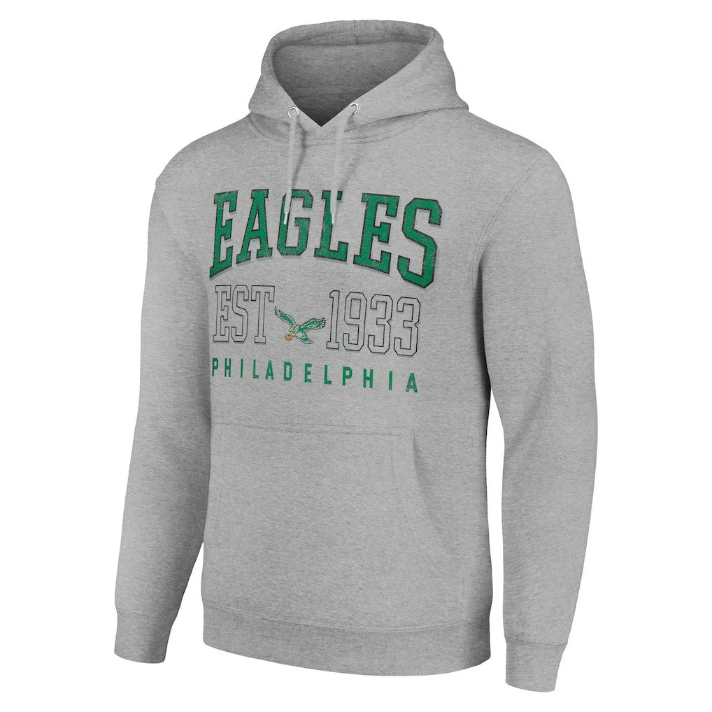 Philadelphia Eagles Starter Unisex Throwback Logo Pullover Hoodie Heather Gray - NFL