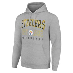 Pittsburgh Steelers Starter Unisex Throwback Logo Pullover Hoodie Heather Gray - NFL