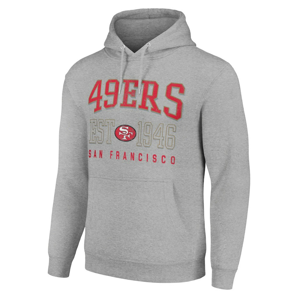 San Francisco 49ers Starter Unisex Throwback Logo Pullover Hoodie Heather Gray - NFL
