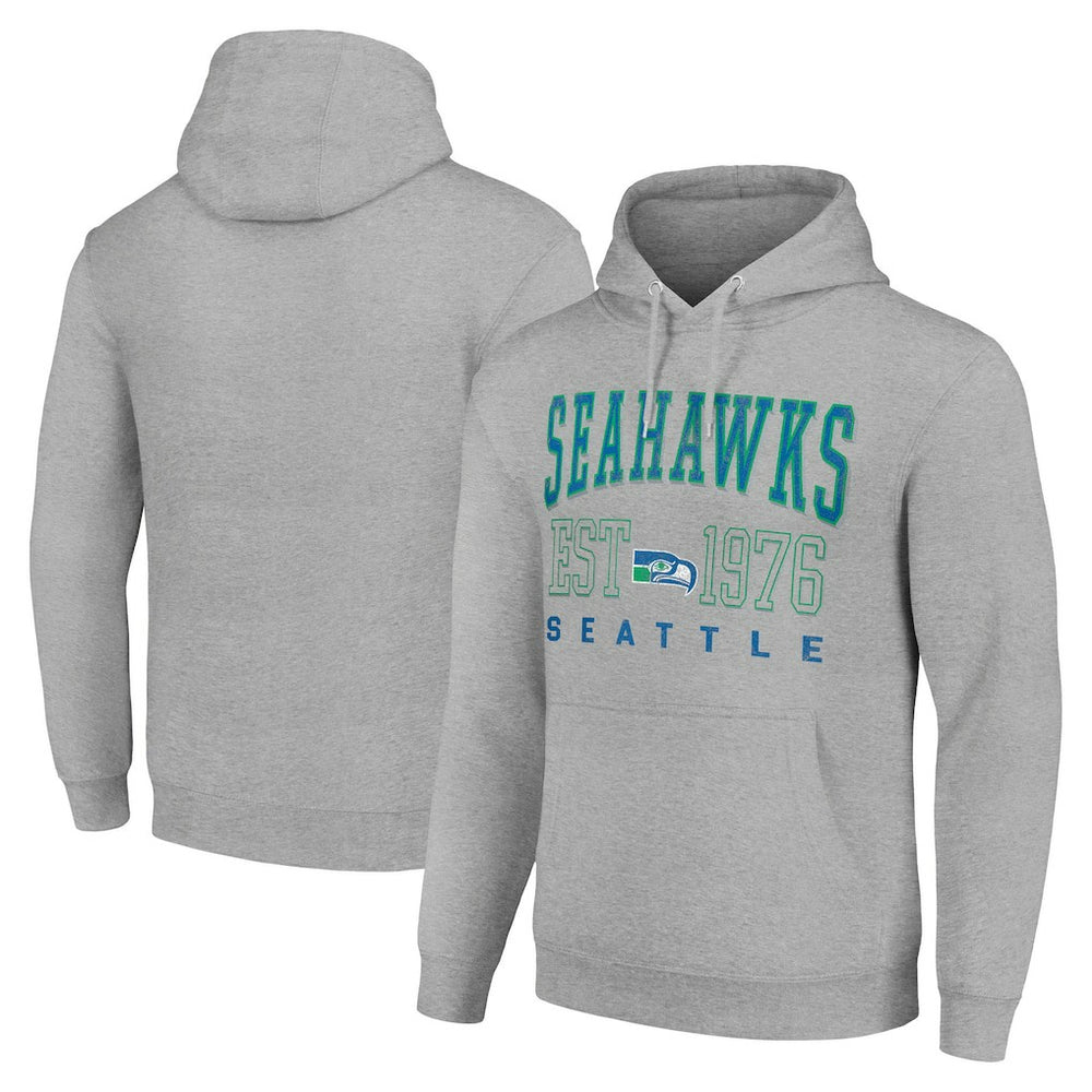 Seattle Seahawks Starter Unisex Throwback Logo Pullover Hoodie Heather Gray - NFL