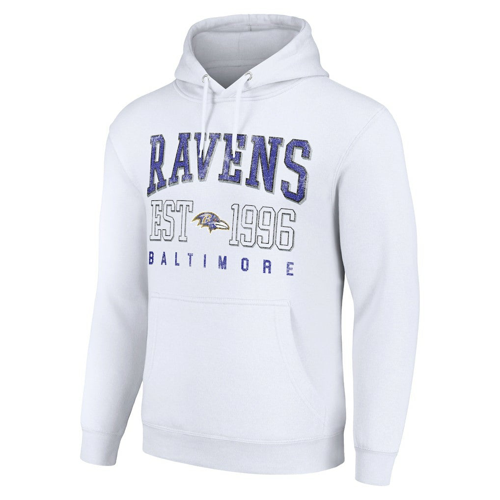 Baltimore Ravens Starter Unisex Throwback Logo Pullover Hoodie White - NFL