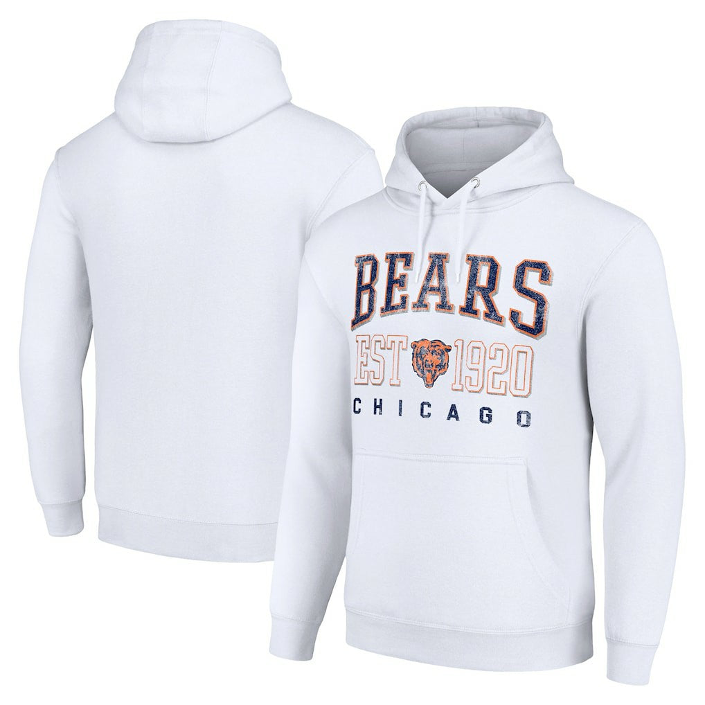 Chicago Bears Starter Unisex Throwback Logo Pullover Hoodie White - NFL