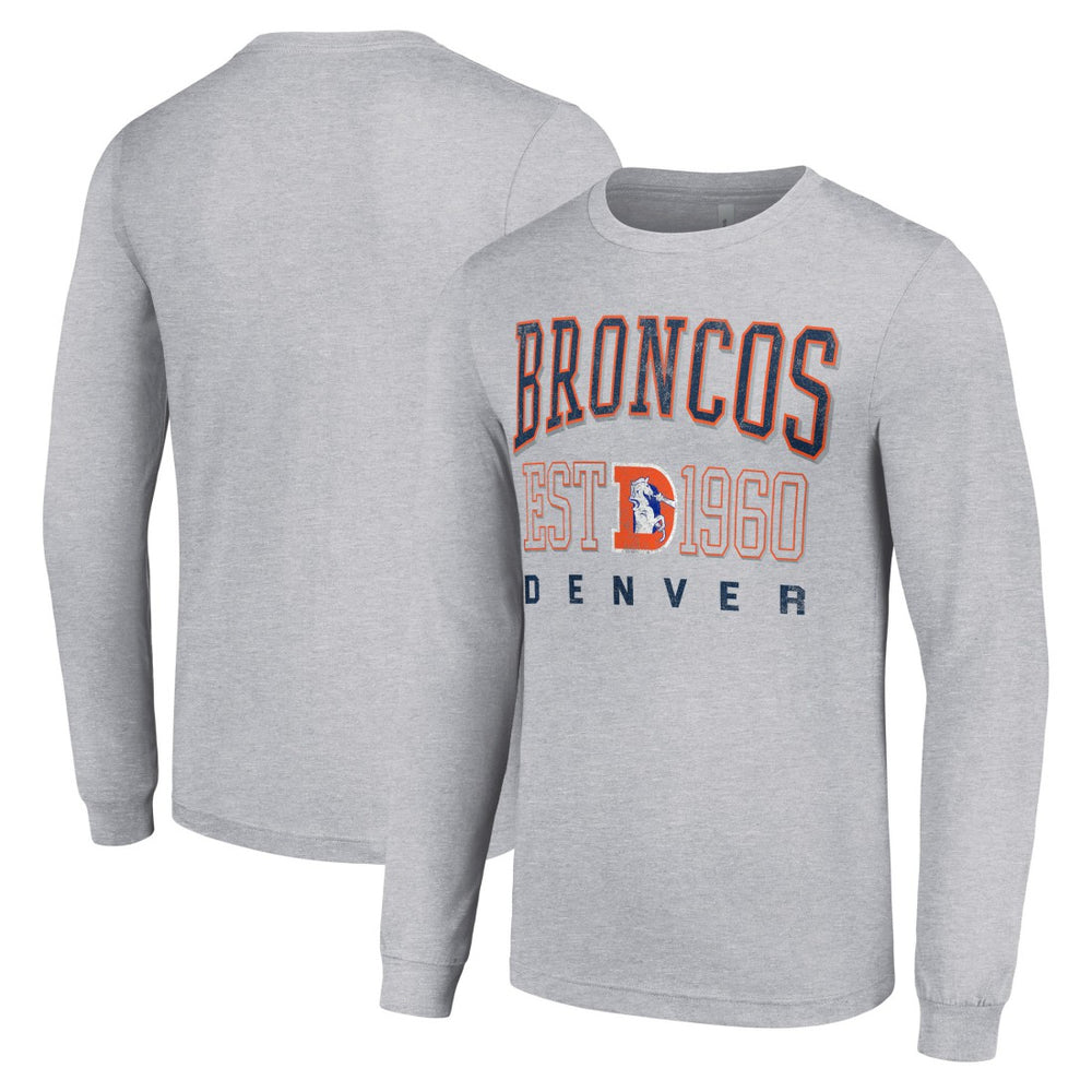 Denver Broncos Starter Throwback Logo Long Sleeve T-Shirt Heather Gray - NFL