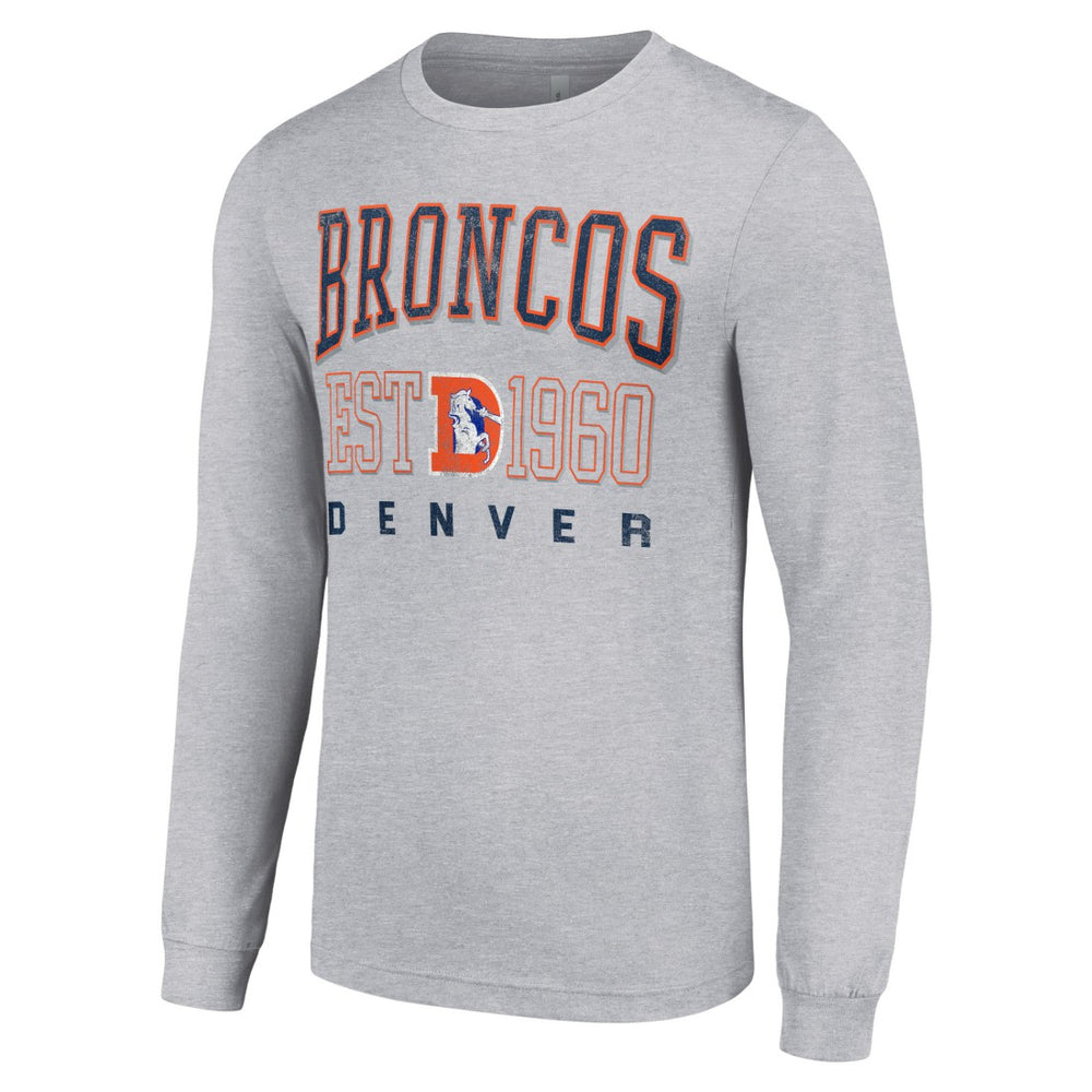 Denver Broncos Starter Throwback Logo Long Sleeve T-Shirt Heather Gray - NFL