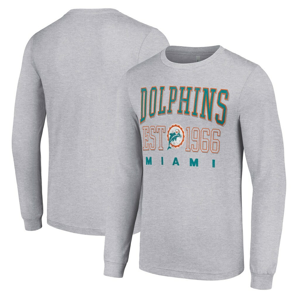 Miami Dolphins Starter Throwback Logo Long Sleeve T-Shirt Heather Gray - NFL