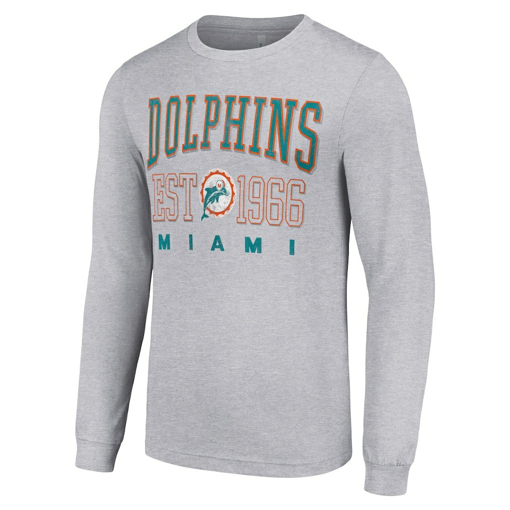 Miami Dolphins Starter Throwback Logo Long Sleeve T-Shirt Heather Gray - NFL