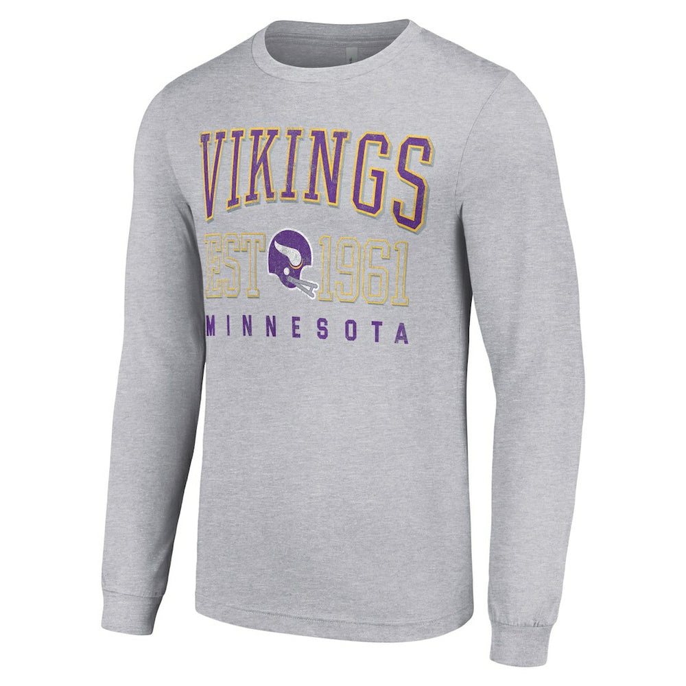 Minnesota Vikings Starter Throwback Logo Long Sleeve T-Shirt Heather Gray - NFL