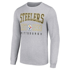 Pittsburgh Steelers Starter Throwback Logo Long Sleeve T-Shirt Heather Gray - NFL