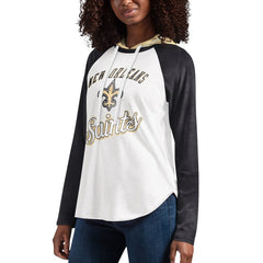 New Orleans Saints G-III 4Her by Carl Banks Women's MVP Raglan Hooded Long Sleeve T-Shirt White - NFL