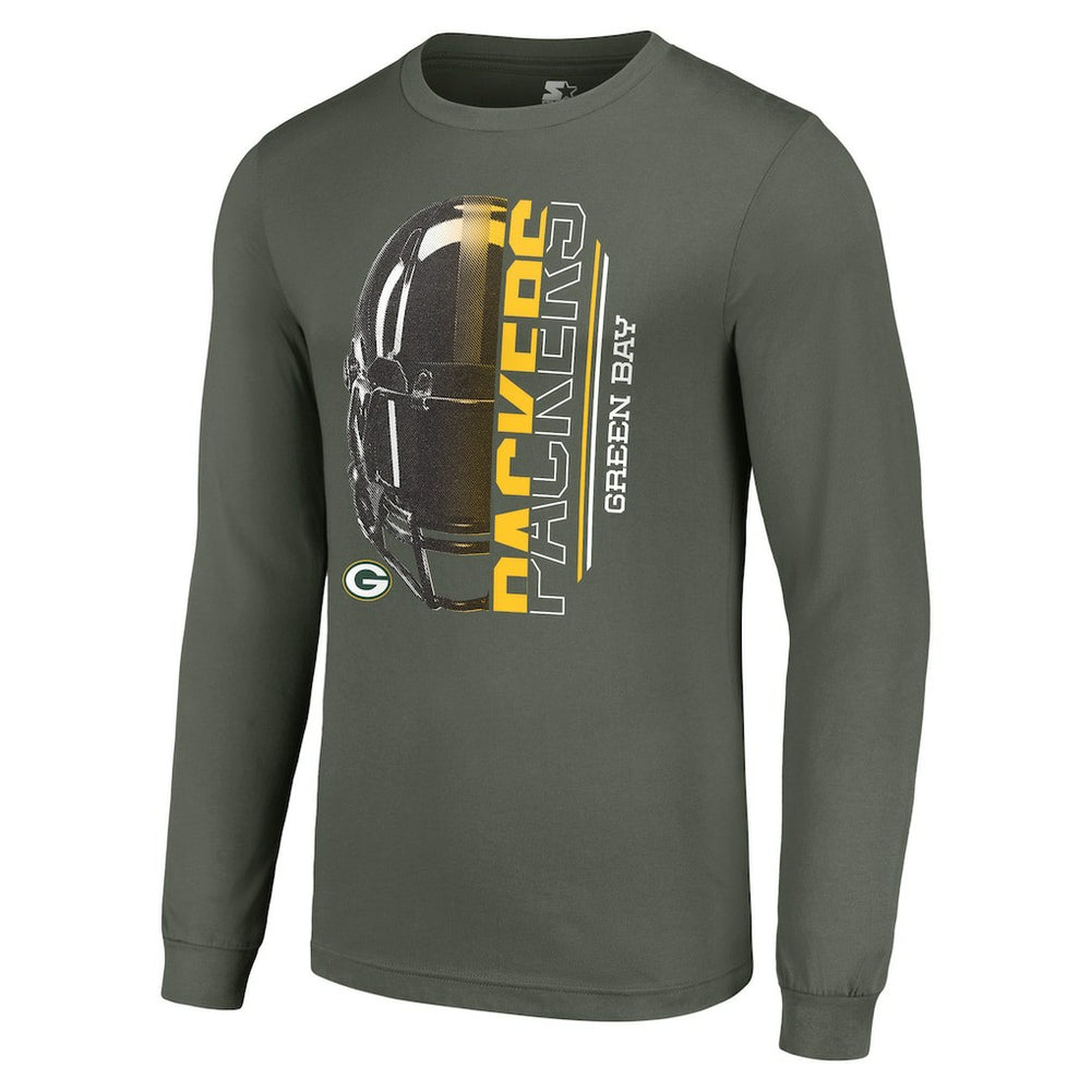 Green Bay Packers Starter Half Helmet Logo Long Sleeve T-Shirt Green - NFL