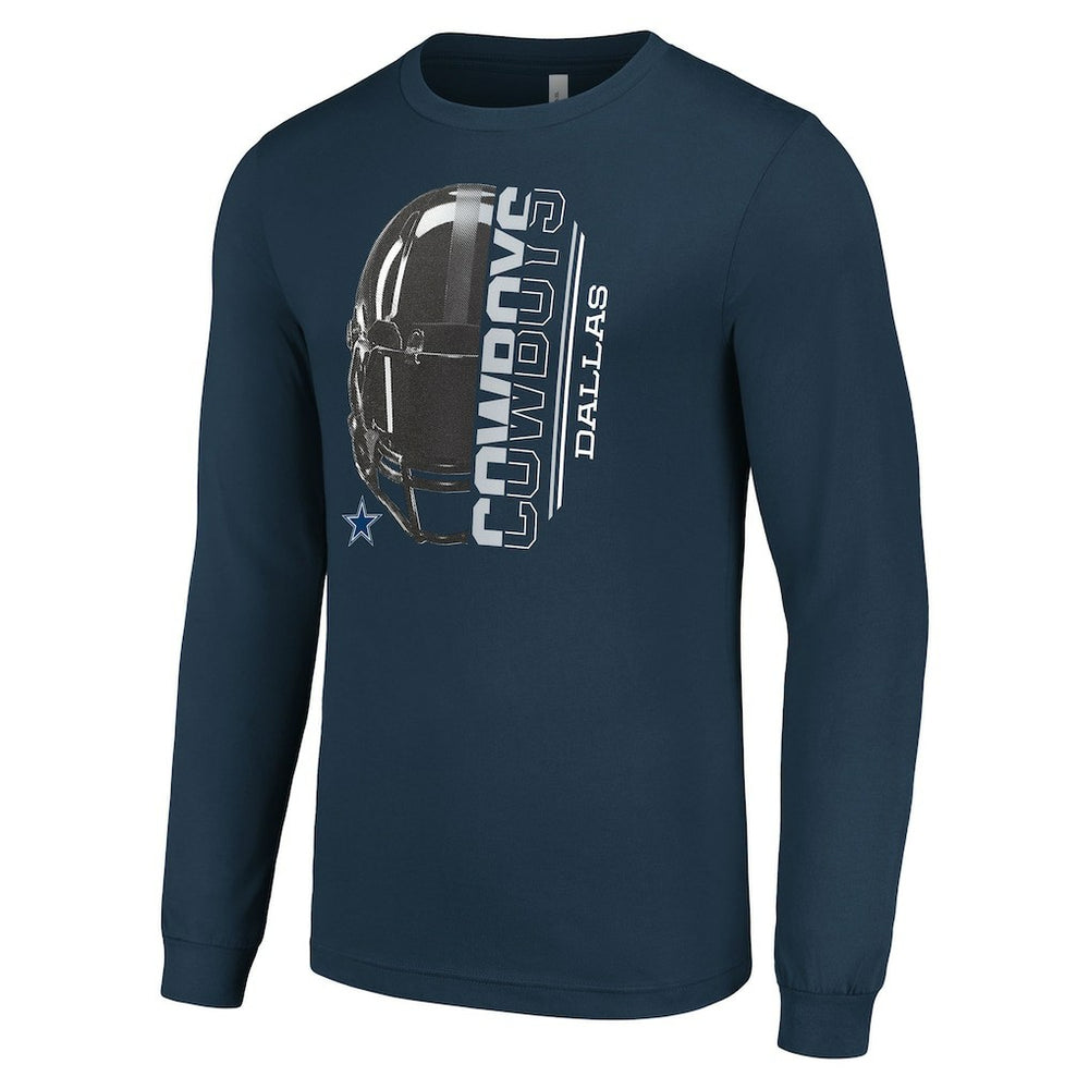 Dallas Cowboys Starter Half Helmet Logo Long Sleeve T-Shirt Navy - NFL